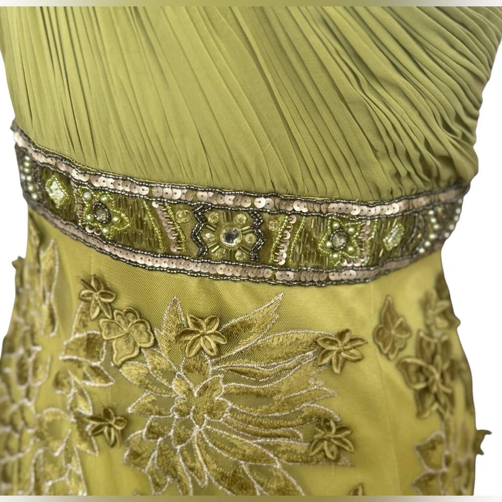 NWT Sue Wong One-Shoulder Celadon Floral Dress - Picture 8 of 12